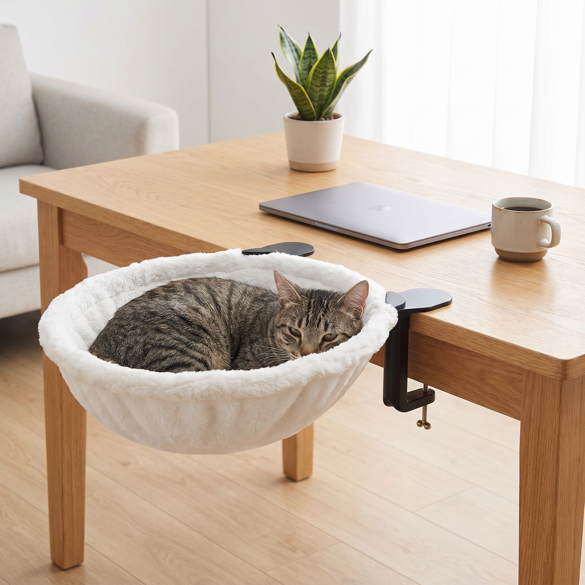 Hanging Cat Hammock for Desks & Shelves – cat product view 1
