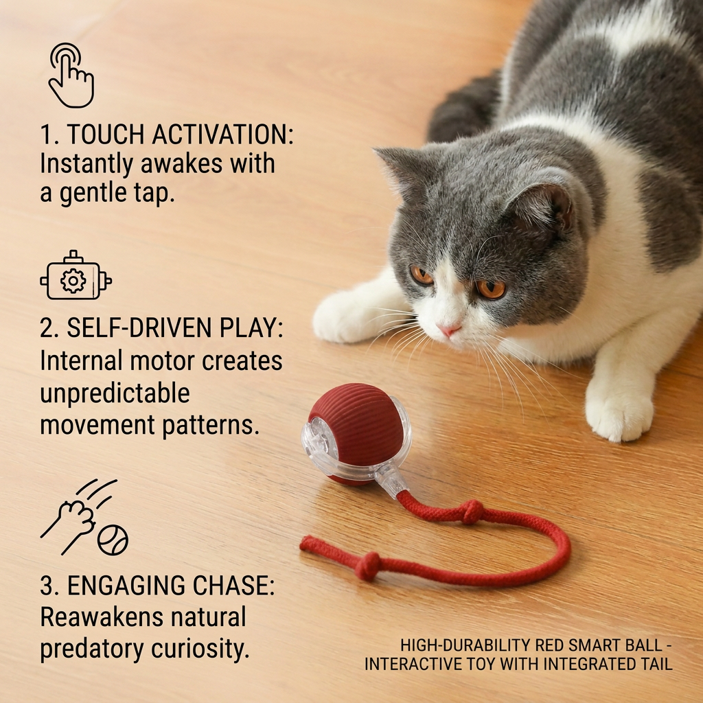Smart Rolling Cat Ball with Mesh Tail – cat product view 3