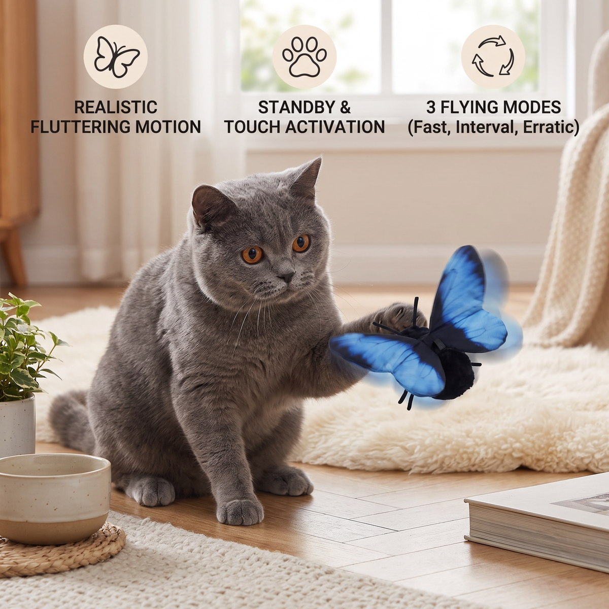 Automatic Flutter Butterfly Cat Toy - product image 3