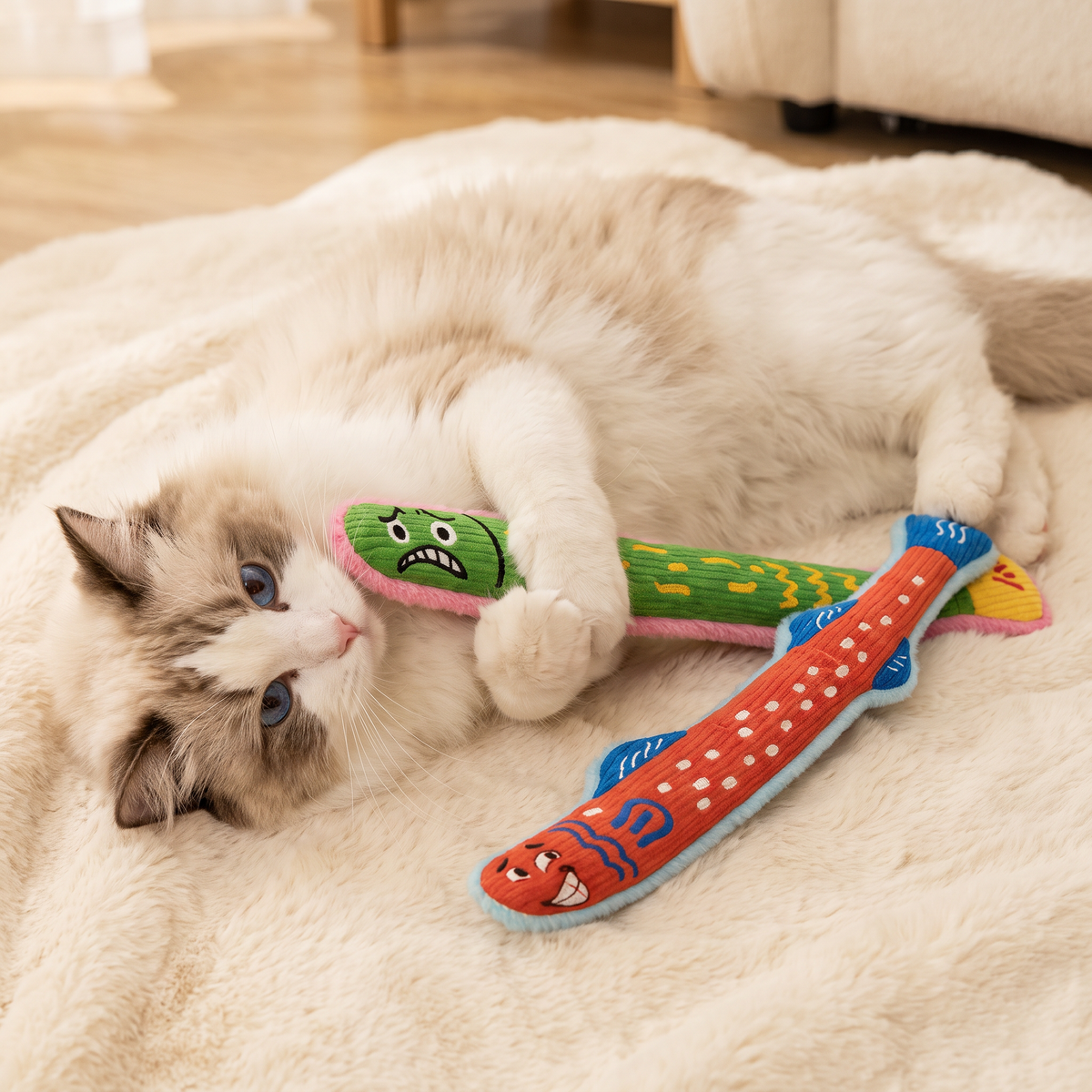 Catnip Crinkle Kicker Toy – Plush Cat Kick & Cuddle Toy – cat product view 1