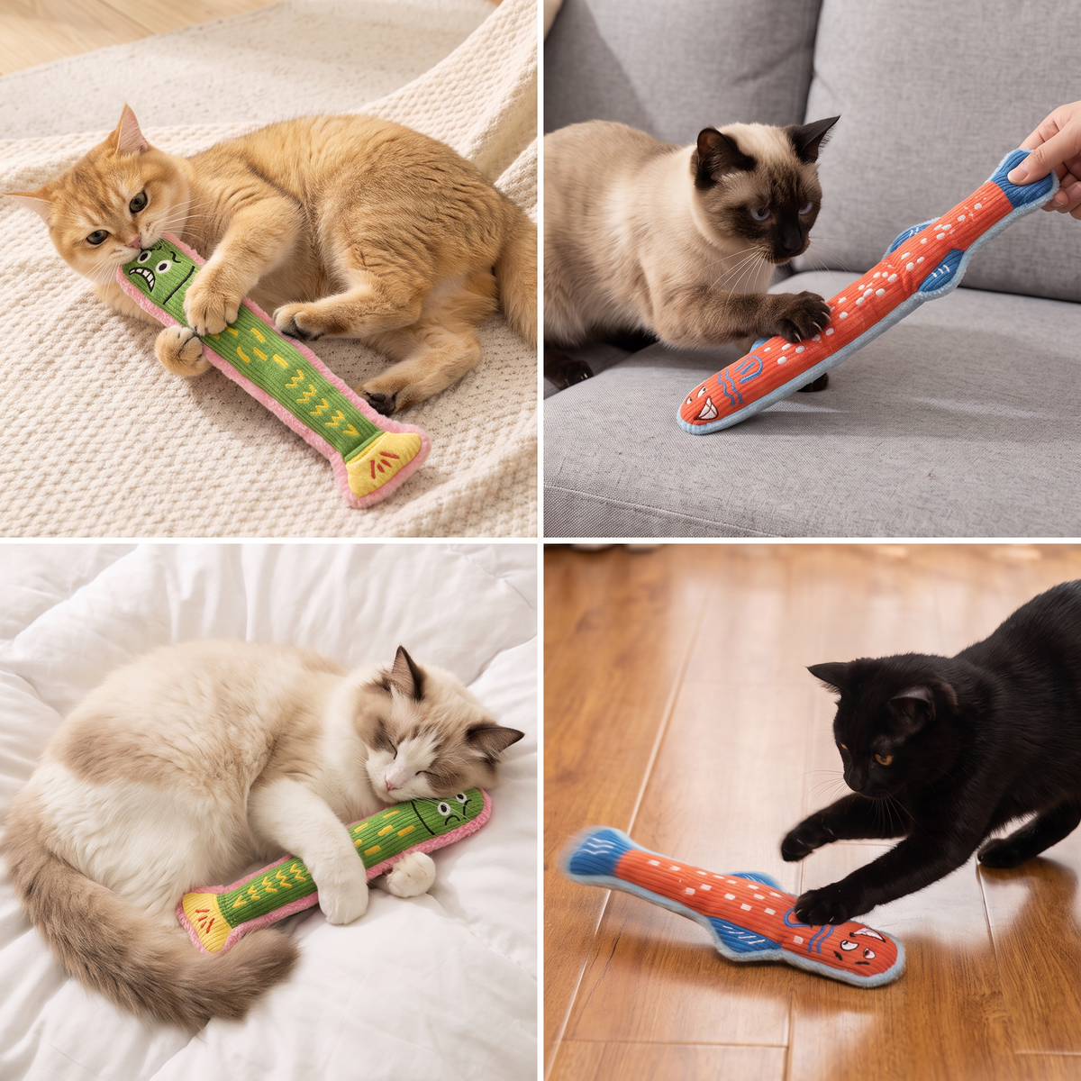 Catnip Crinkle Kicker Toy – Plush Cat Kick & Cuddle Toy – cat product view 4