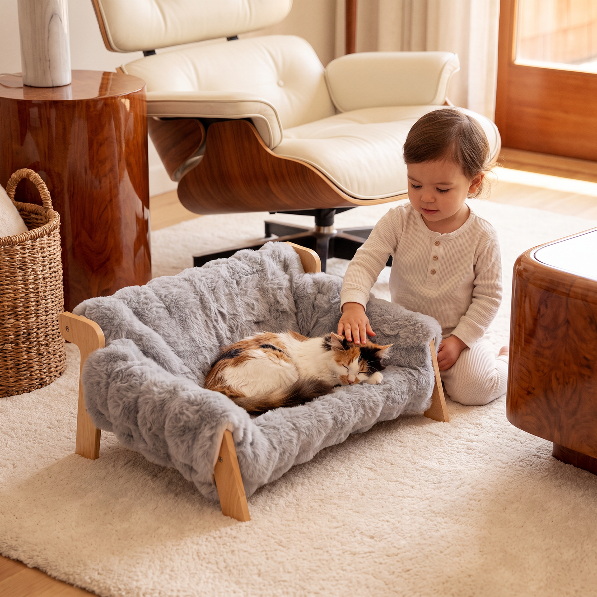 Elevated Solid Wood Cat Couch Bed – cat product view 1