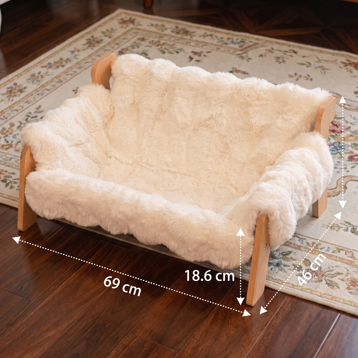 Elevated Solid Wood Cat Couch Bed – cat product view 6