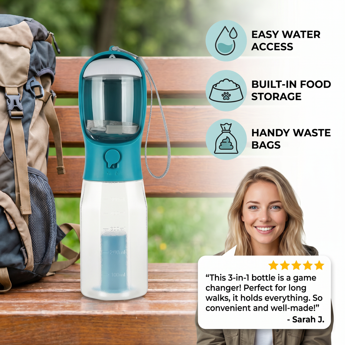 3-in-1 Dog Travel Water Bottle – dog product view 2