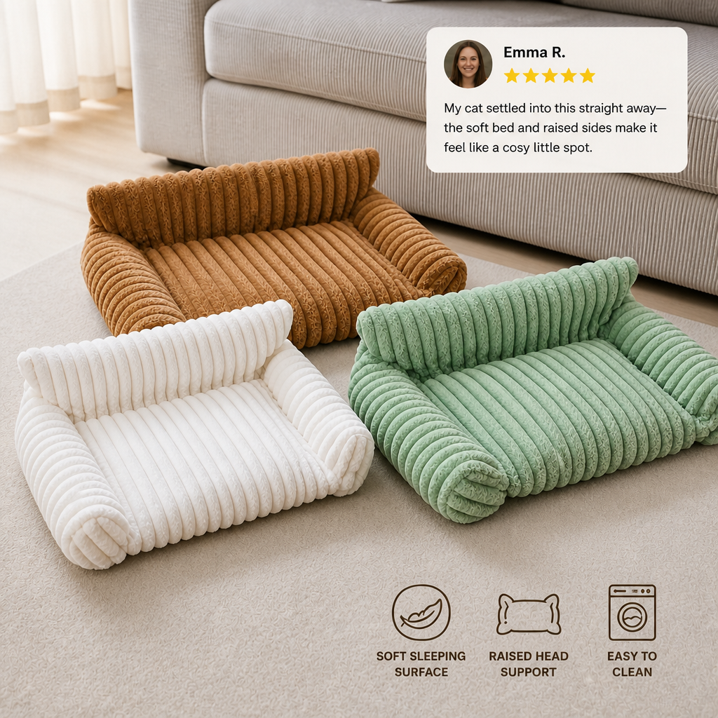 Fluffy Cloud Cat Sofa Bed with Soft Bolsters & Washable Covers – cat product view 2