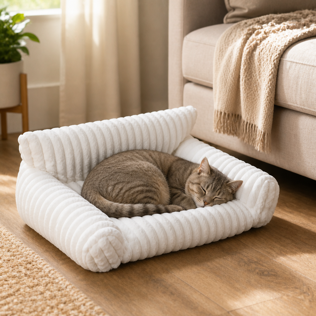 Fluffy Cloud Cat Sofa Bed with Soft Bolsters & Washable Covers – cat product view 1