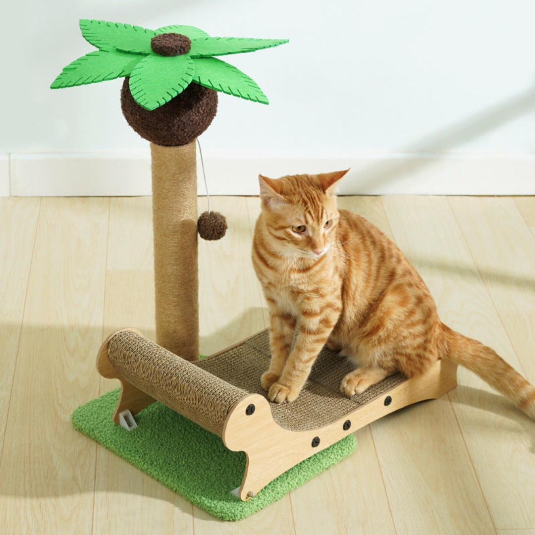 Cat Palm Tree Scratching Post with Sun Lounger – view 1