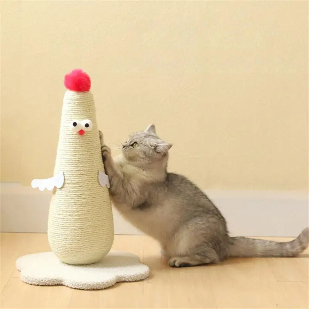 Sisal Cat Scratching Post in Chicken Design – view 1