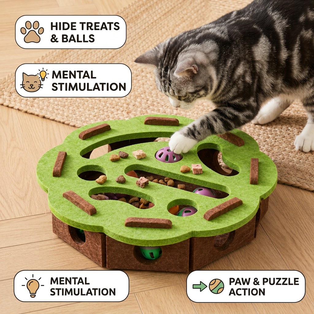 Interactive Cat Puzzle Felt Box Toy – cat product view 4