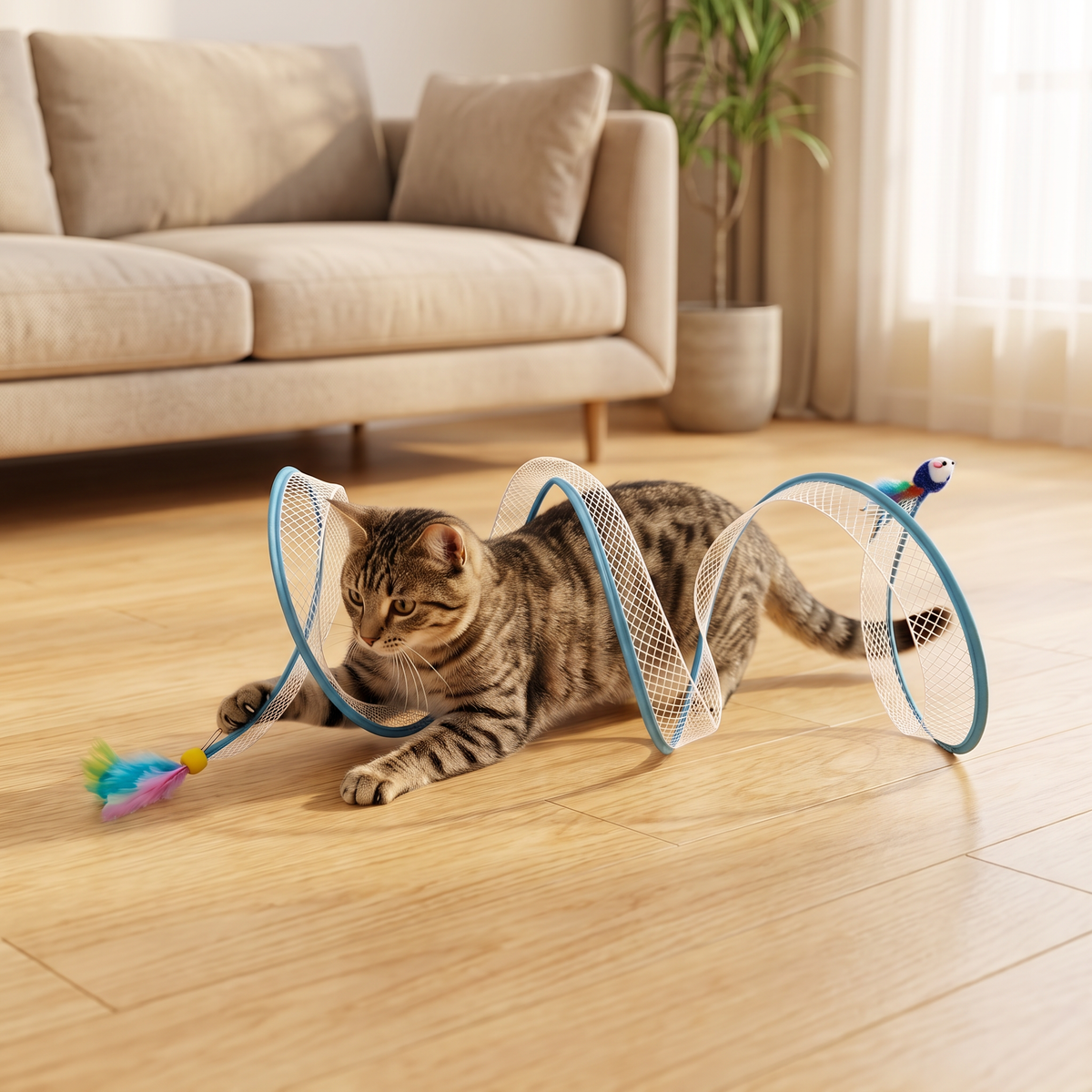 S-Shaped Cat Tunnel Toy – Interactive Foldable Play Tunnel – cat product view 1