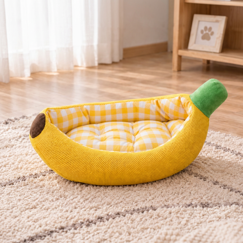 Banana-Shaped Cosy Dog Bed – dog product view 6