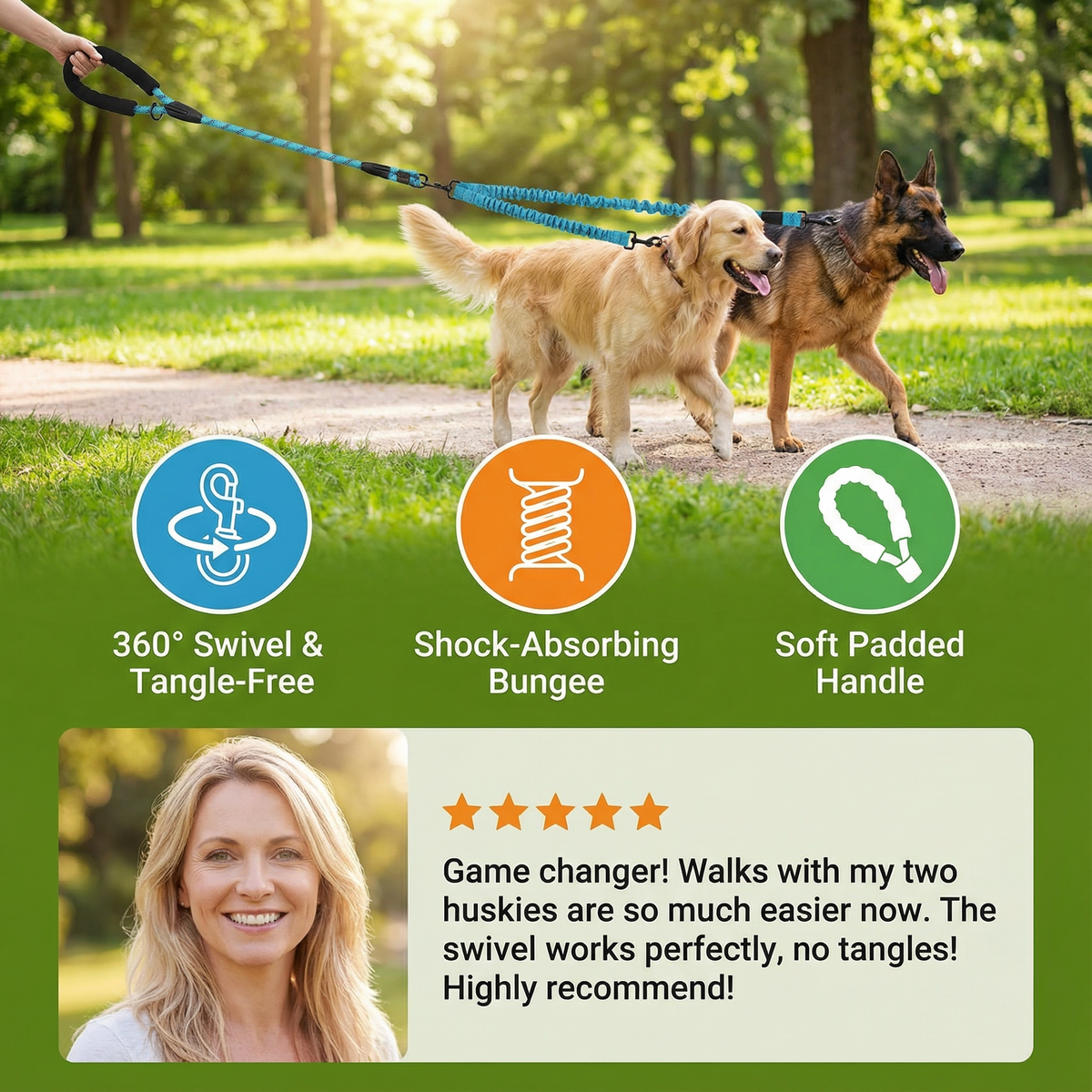 360° Swivel Double Dog Lead - product image 2