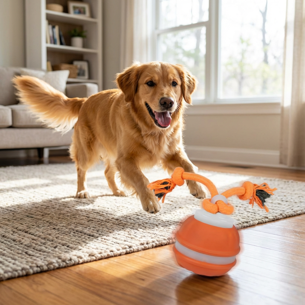 Motion-Sensor Dog Ball with Tug Rope - product image 1