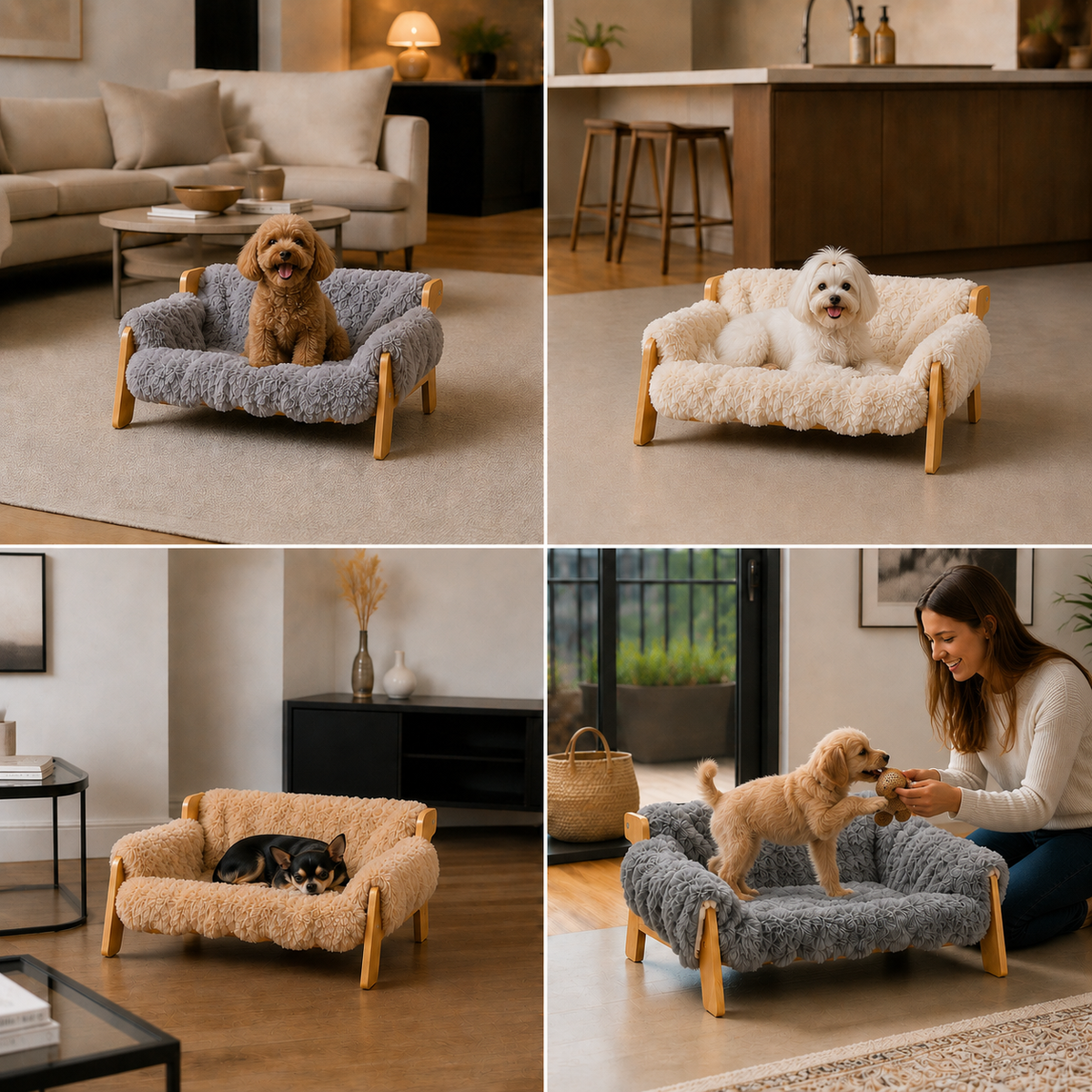 Elevated Solid Wood Dog Couch Bed – dog product view 5