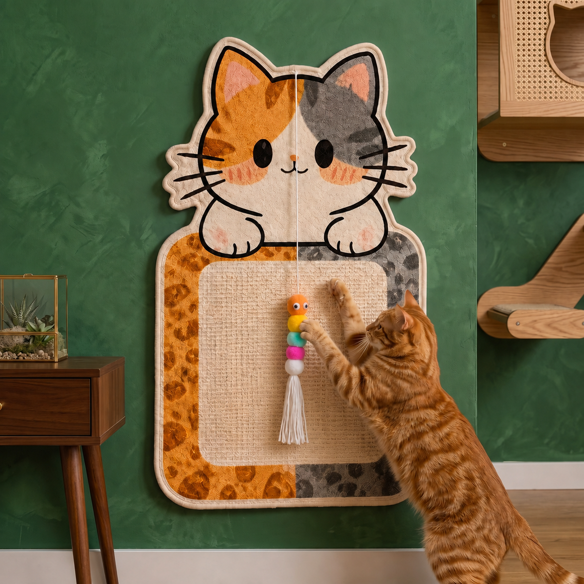 2-in-1 Wall-Mounted Cat Scratcher & Interactive Play Toy – cat product view 1