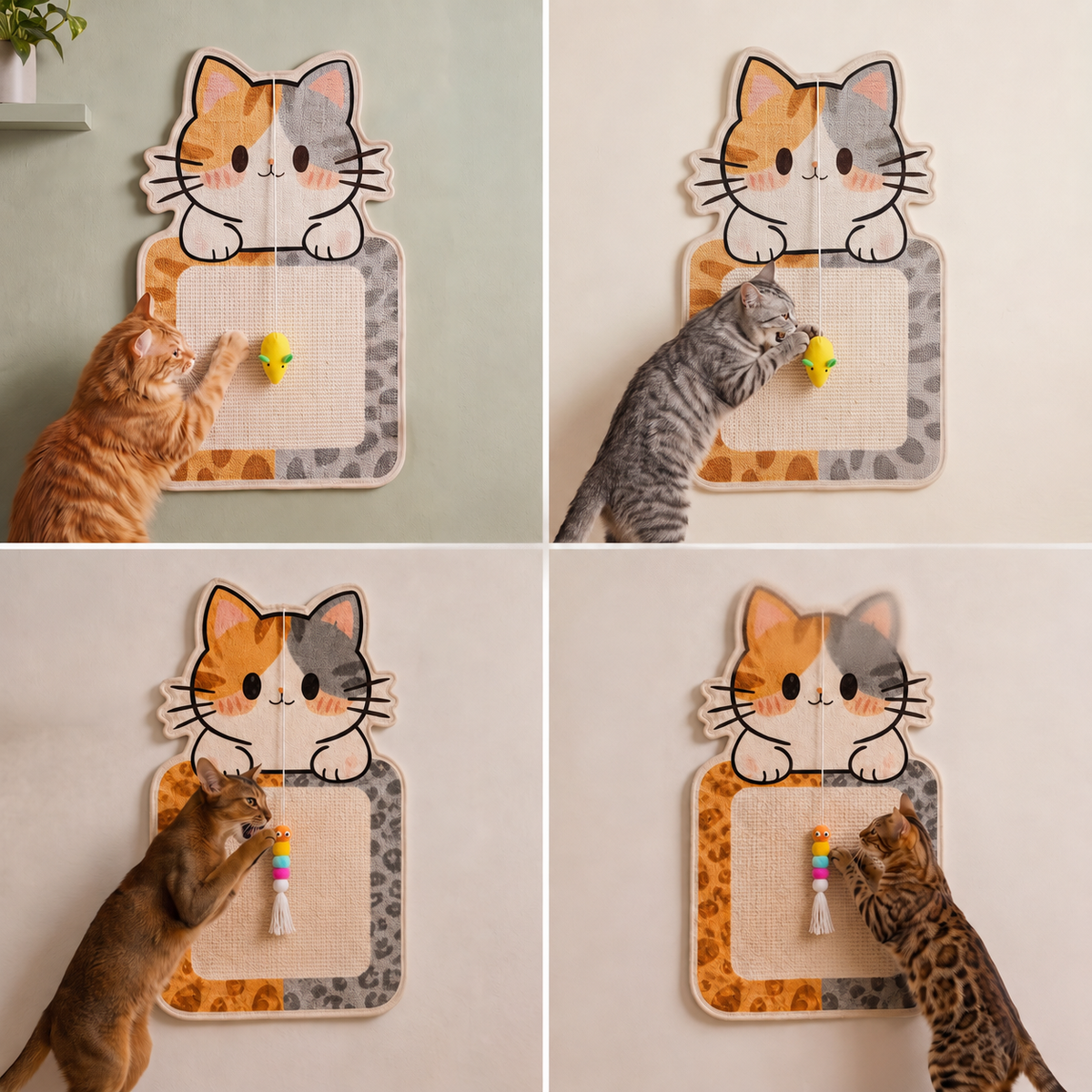 2-in-1 Wall-Mounted Cat Scratcher & Interactive Play Toy – cat product view 4