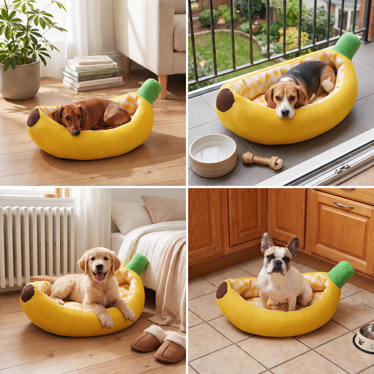 Banana-Shaped Cosy Dog Bed – dog product view 4