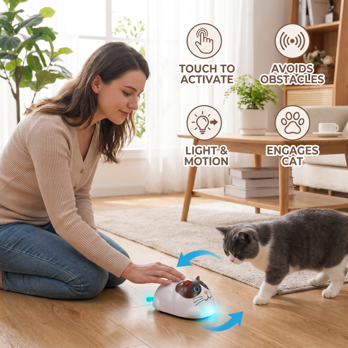 Touch-Activated Smart Cat Robot Toy – cat product view 3