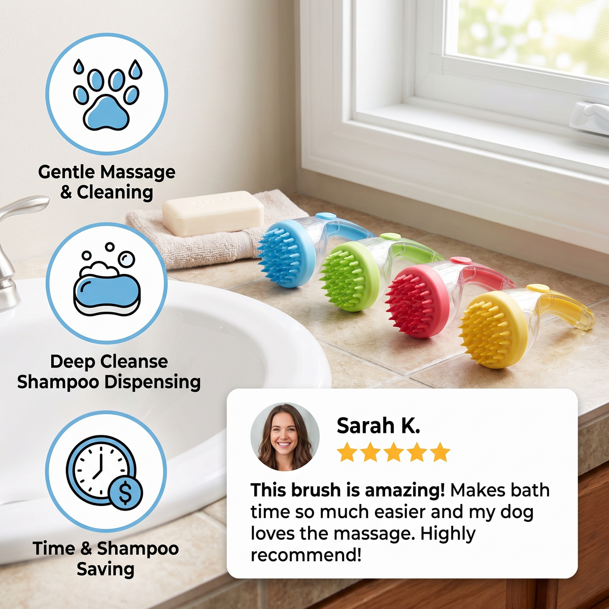 2-in-1 Silicone Dog Bath & Massage Brush – dog product view 2