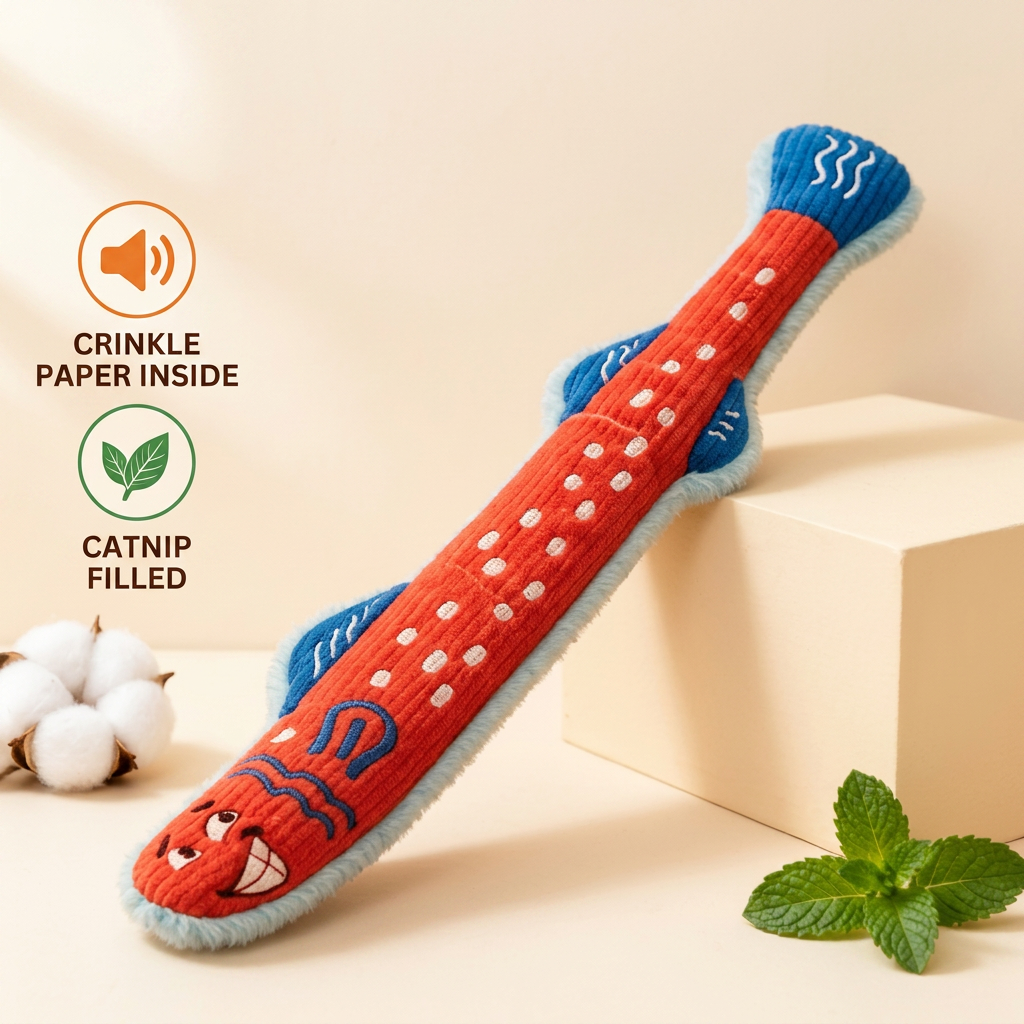 Catnip Crinkle Kicker Toy – Plush Cat Kick & Cuddle Toy – cat product view 7