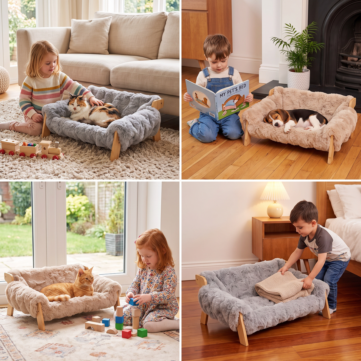 Elevated Solid Wood Cat Couch Bed – cat product view 5