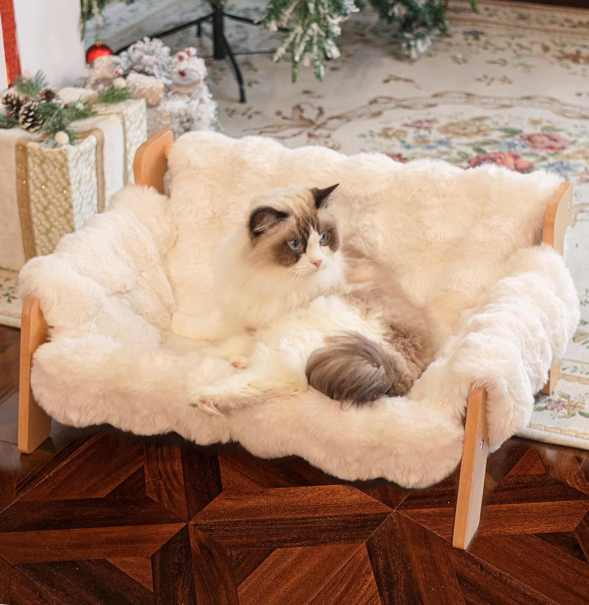 Elevated Solid Wood Cat Couch Bed – cat product view 7