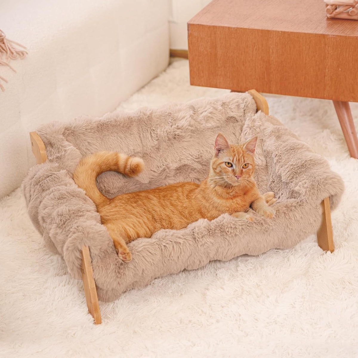 Elevated Solid Wood Cat Couch Bed – cat product view 8