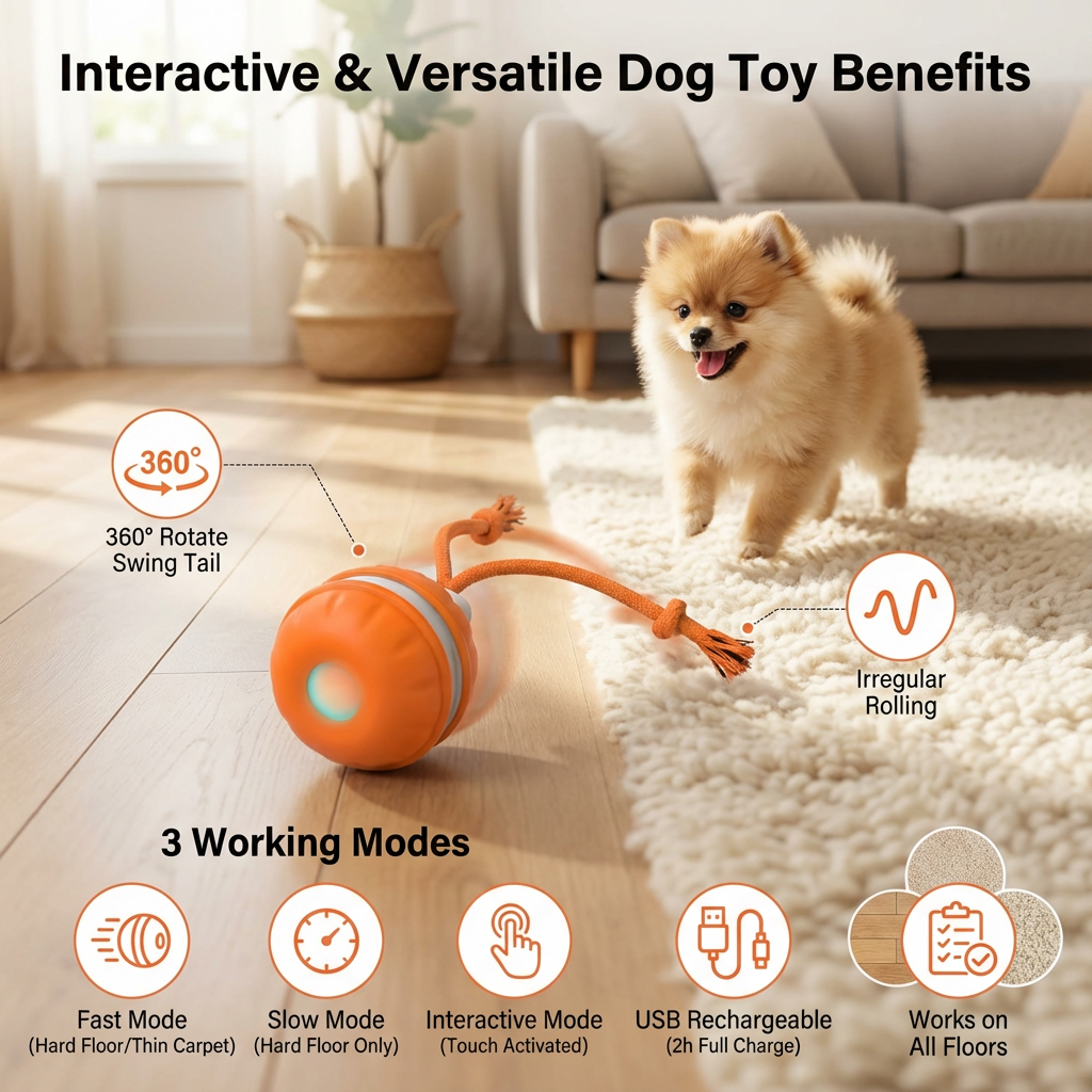 Motion-Sensor Dog Ball with Tug Rope - product image 3