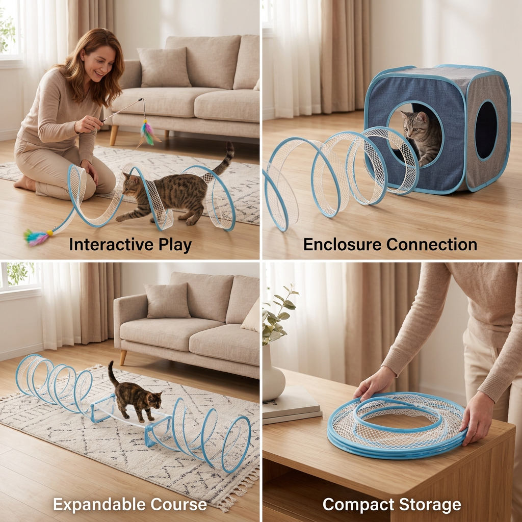 S-Shaped Cat Tunnel Toy – Interactive Foldable Play Tunnel – cat product view 4