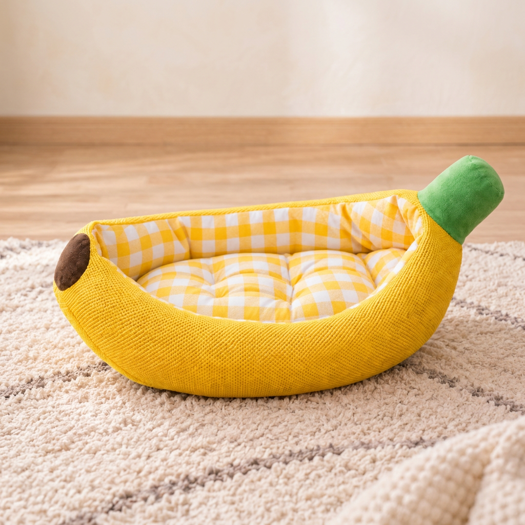 Banana-Shaped Cosy Dog Bed – dog product view 7