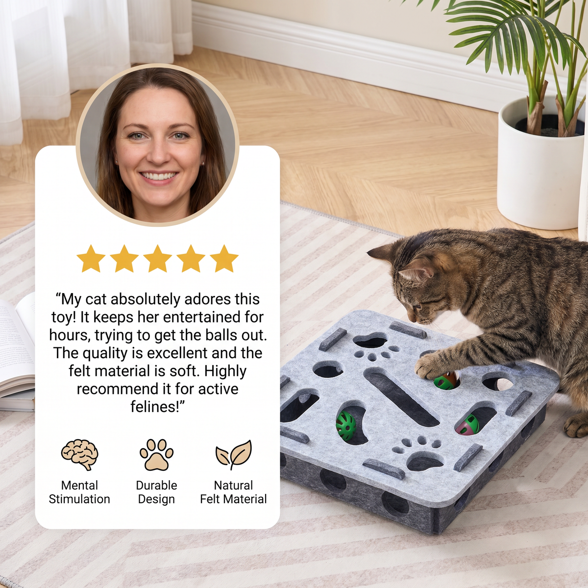 Interactive Cat Puzzle Felt Box Toy – cat product view 3